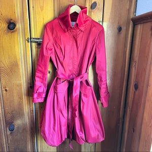 Bubble-hem Red Raincoat